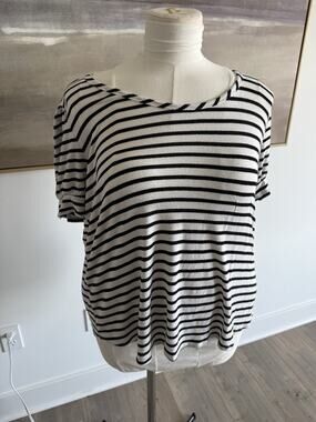Nine Britton Women’s Black/White Striped T-Shirt - Size 1X - Perfect For Summer